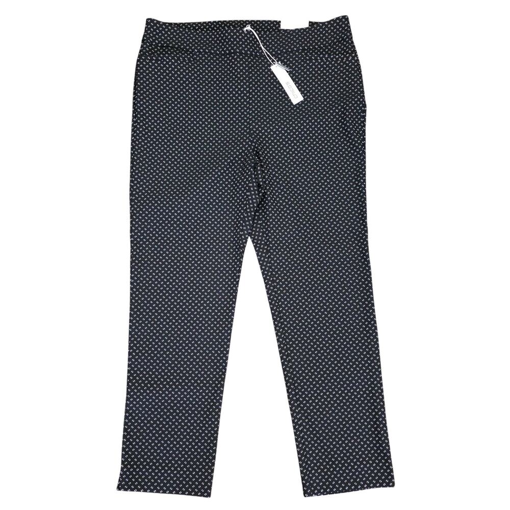 NWT Chico's Brigitte Mini Stamp Ankle Pant Pattern Alabaster Black Size 3 US 16